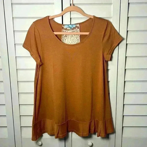 She + Sky Boho Lace Top Size Small Rust - Picture 1 of 6